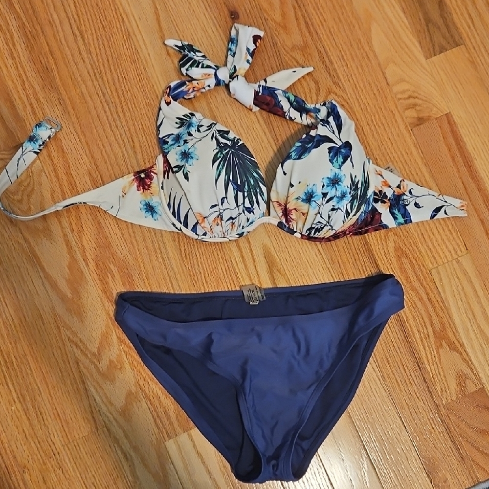 Hapari Floral Bikini Set with Blue Accents